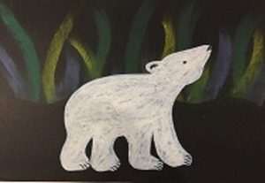 Polar Bears in Northern Lights - Art for Kids, K-5